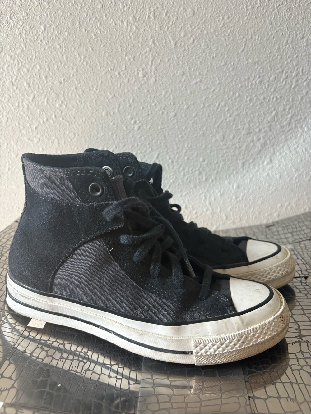 Vans Kids High-Top Sneakers in Black and Gray
